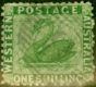 Rare Postage Stamp from Western Australia 1865 1s Bright Green SG61 Fine Used