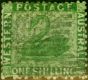 Rare Postage Stamp from Western Australia 1865 1s Bright Green SG61 Fine Used Stamp