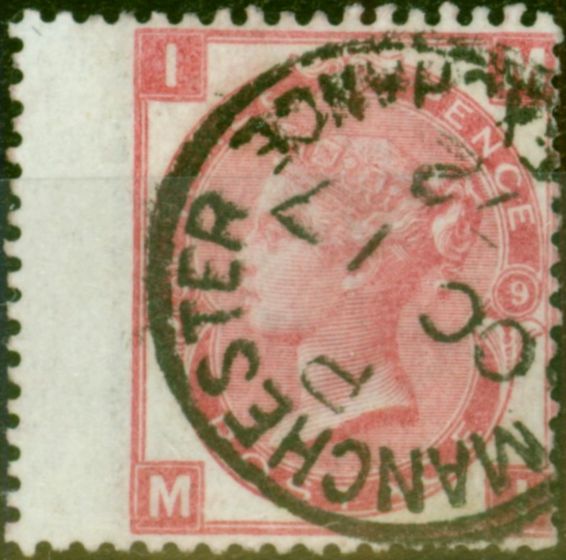 Rare Postage Stamp from GB 1872 3d Rose SG103 Pl. 9 V.F.U. 'Manchester CDS'