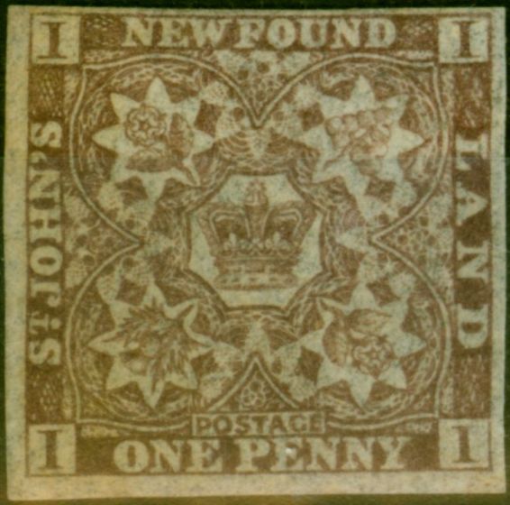 Old Postage Stamp Newfoundland 1862 1d Chocolate-Brown SG16 Fine MM
