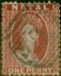 Rare Postage Stamp Natal 1863 1d Bright Red SG22 Fine Used