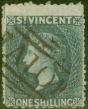 Valuable Postage Stamp from St Vincent 1866 1s Slate-Grey SG11 P.11 x 13 Fine Used