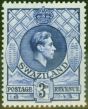 Valuable Postage Stamp from Swaziland 1938 3d Dp Blue SG32a P.13.5 x 13 V.F Very Lightly Mtd Mint