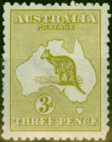 Rare Postage Stamp from Australia 1917 3d Olive-Green SG37b Fine Mtd Mint