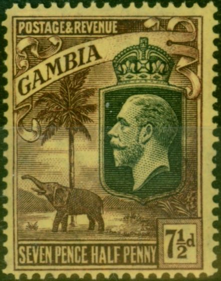 Collectible Postage Stamp Gambia 1927 7 1-2d Purple-Yellow SG132 Fine LMM