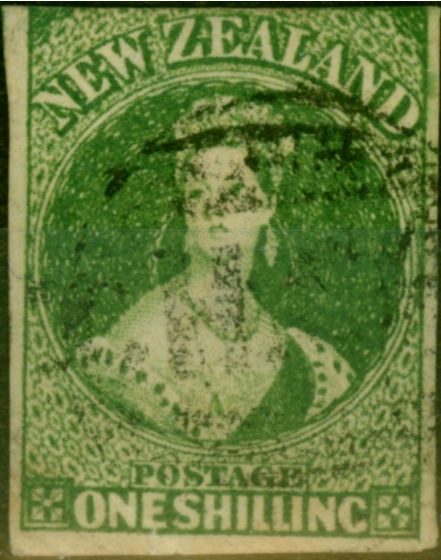 Valuable Postage Stamp New Zealand 1862 1s Yellow-Green SG45 Good Used
