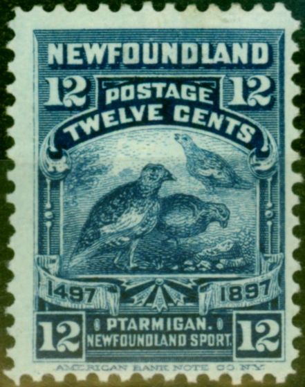Rare Postage Stamp from Newfoundland 1897 12c Deep Blue SG74 Fine & Fresh Mtd Mint