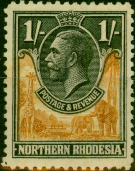 Rare Postage Stamp Northern Rhodesia 1925 1s Yellow-Brown & Black SG10 Fine MM