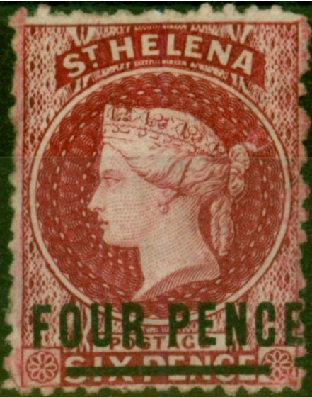 Valuable Postage Stamp St Helena 1864 4d Carmine SG15 Type B Words 19mm Fine MM