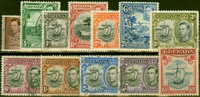 Old Postage Stamp from Grenada 1938 Set of 12 SG152-163 Fine Used