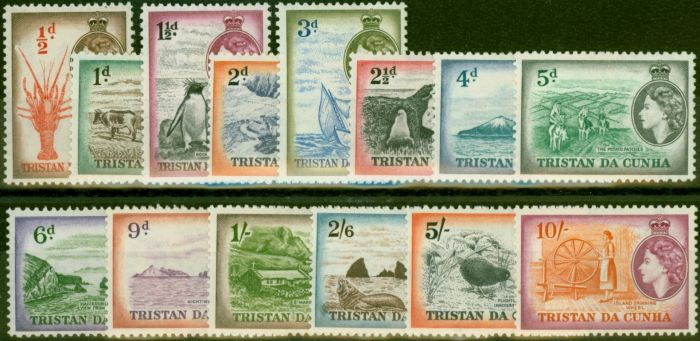 Rare Postage Stamp Tristan da Cunha 1954 Set of 14 SG14-27 Fine MM