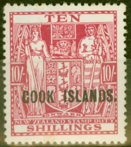Rare Postage Stamp from Cook Islands 1936 10s Carmine-Lake SG120 Fine Mtd Mint