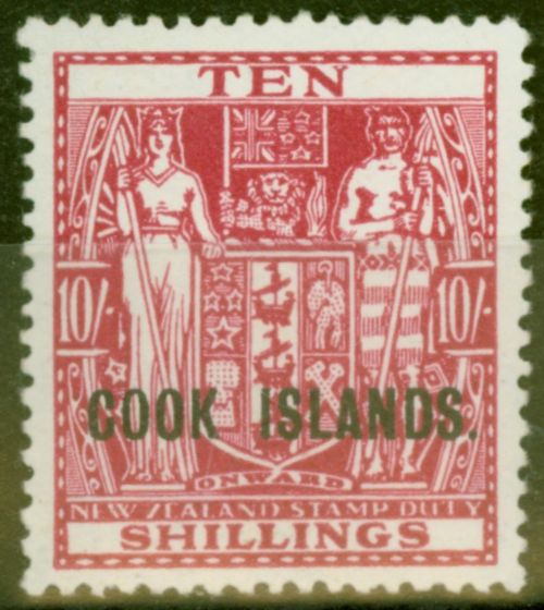 Old Postage Stamp from Cook Islands 1936 10s Carmine-Lake SG120 V.F Very Lightly Mtd Mint