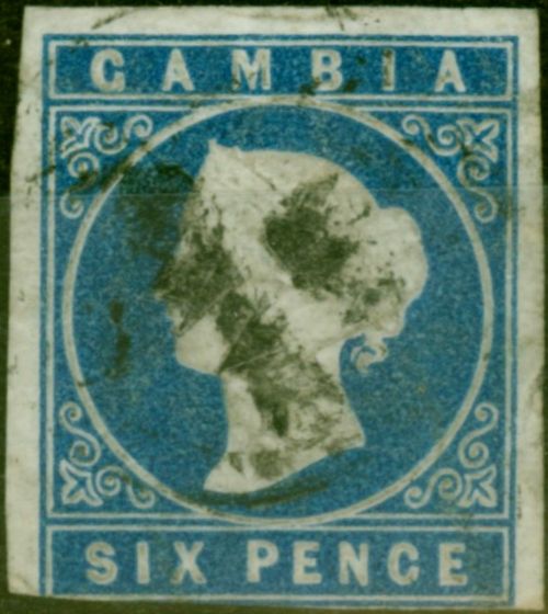 Collectible Postage Stamp from Gambia 1872 6d Pale Blue SG4 Ave Used