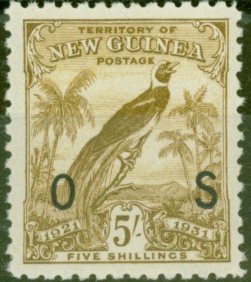 Rare Postage Stamp from New Guinea 1931 5s Olive-Brown SG041 Fine MNH