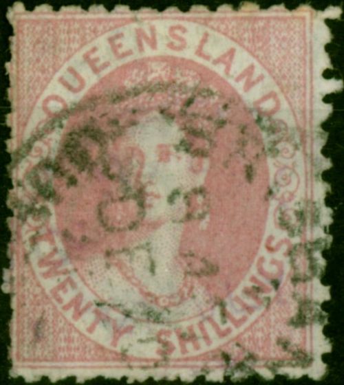 Rare Postage Stamp Queensland 1880 20s Rose SG127 Good Used