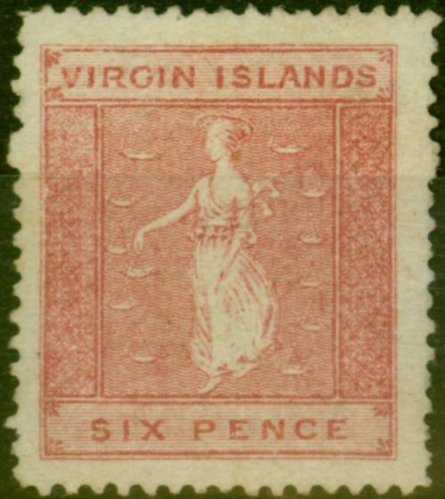 Valuable Postage Stamp Virgin Islands 1867 6d Pale Rose SG10 White Wove Paper Fine & Fresh MM Nicely Centered