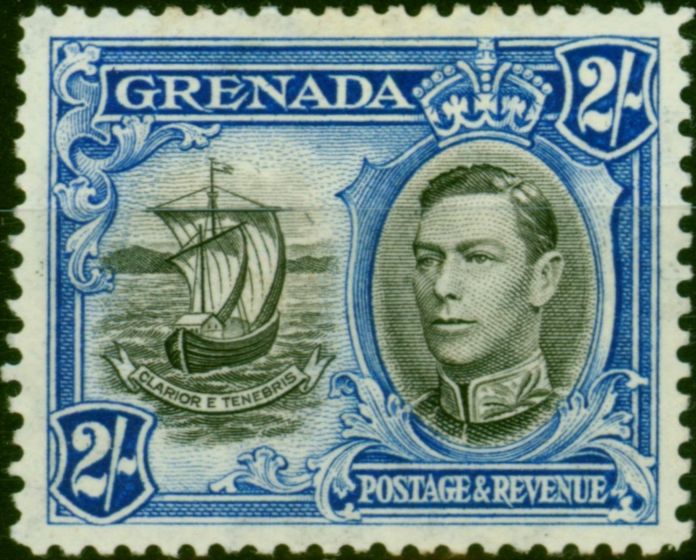Collectible Postage Stamp Grenada 1938 2s Black & Ultramarine SG161 Fine MM