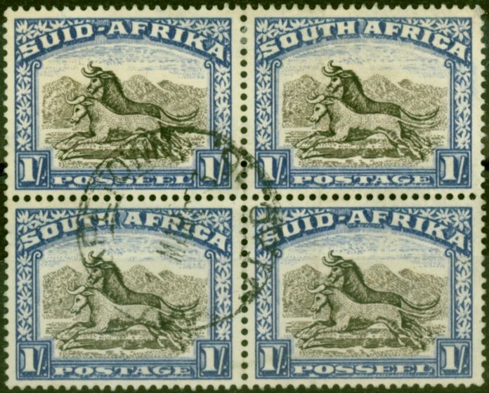 Valuable Postage Stamp from South Africa 1952 1s Blackish Brown & Ultramarine SG120a V.F.U Block of 4