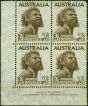 Valuable Postage Stamp Australia 1952 2s6d Deep Brown SG253 Fine MNH Imprint Block of 4