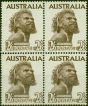 Collectible Postage Stamp Australia 1965 2s6d Sepia SG253ba Very Fine MNH Block of 4