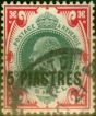 Valuable Postage Stamp from British Levant 1909 5pi on 1s Dull-Green & Carmine SG21 Fine Used