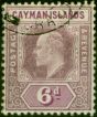Old Postage Stamp from Cayman Islands 1908 6d Dull Purple & Violet-Purple SG30 V.F.U