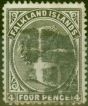 Old Postage Stamp from Falkland Islands 1889 4d Olive Grey-Black SG12 Fine Used
