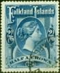 Old Postage Stamp from Falkland Islands 1898 2s6d Deep Blue SG4c Superb Used