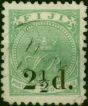 Fiji 1890 2 1/2d on 2d Green SG71 Type 15 Ave Used Thinned . Queen Victoria (1840-1901) Used Stamps