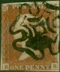 Rare Postage Stamp GB 1841 1d Red-Brown SG8 Pl 19 (R-B) Good Used Black MX