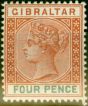 Collectible Postage Stamp from Gibraltar 1898 4d Orange-Brown & Green SG43 Fine Lightly Mtd Mint