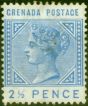 Old Postage Stamp from Grenada 1883 2 1/2d Ultramarine SG32 Fine Lightly Mtd Mint