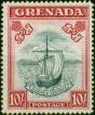 Valuable Postage Stamp Grenada 1943 10s Blue-Black & Carmine SG163e P.14 Narrow Fine LMM