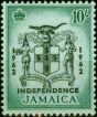 Old Postage Stamp Jamaica 1962 10s Black & Blue-Green SG191 V.F MNH