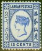 Old Postage Stamp from Labuan 1892 12c Brt Blue SG45a No Right Foot to 2nd Chinese Character Fine Mtd Mint