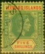 Old Postage Stamp from Leeward Islands 1943 5s Green & Red-Yellow SG112b Fine Used