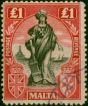 Malta 1922 £1 Black & Carmine-Red SG139 V.F.U . King George V (1910-1936) Used Stamps
