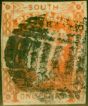 Old Postage Stamp from New South Wales 1854 1d Orange-Vermilion SG83 Good Used