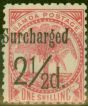 Old Postage Stamp from Samoa 1898 2 1/2d on 1s Dull Rose-Carmine SG86 Fine Mtd Mint (8)