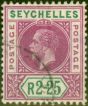 Collectible Postage Stamp from Seychelles 1918 2R25 Yellow-Green & Violet SG96 V.F.U