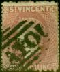 Rare Postage Stamp from St Vincent 1873 1s Lilac-Rose SG20 P. 11 x 15 Fine Used