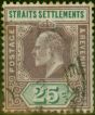 Rare Postage Stamp Straits Settlements 1902 25c Dull Purple & Green SG116 Fine Used