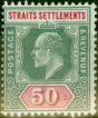 Valuable Postage Stamp from Straits Settlements 1902 50c Dull Green & Carmine SG118a Fine Lightly Mtd Mint Stamp