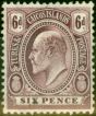Old Postage Stamp from Turks & Caicos 1909 6d Purple SG123 Fine Mtd Mint