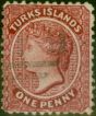 Rare Postage Stamp Turks Islands 1887 1d Crimson-Lake SG58 Fine Used