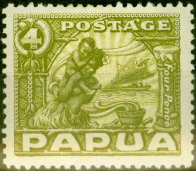 Valuable Postage Stamp from Papua 1932 6d Olive-Green SG135 Fine Mtd Mint