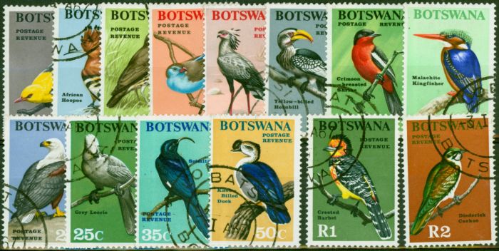 Valuable Postage Stamp from Botswana 1967 Birds Set of 14 SG220-233 Very Fine Used