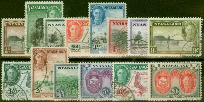 Nyasaland 1945 Set of 14 SG144-157 Fine Used King George VI (1936-1952) Valuable Stamps