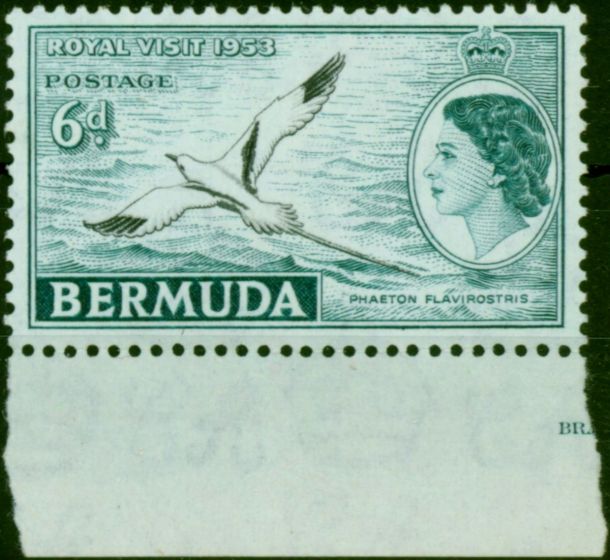 Bermuda 1953 6d Black & Deep Turquoise SG143 Fine MNH (2) . Queen Elizabeth II (1952-2022) Mint Stamps